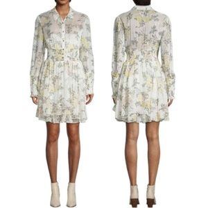 Free People Ivory Fake Pretend Floral Smocked Puff-Sleeve Cottagecore Dress 3154